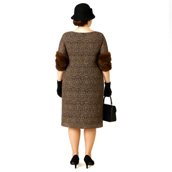 Vintage-Inspired Jessica Howard Sequin Lace Cocktail Dress – Size 10 (Medium) - Picture 4 of 16